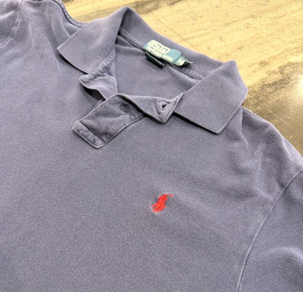 Polo Ralph Lauren Custom Fit Polo Shirt XL Blue Red Pony Short Sleeve Vintage